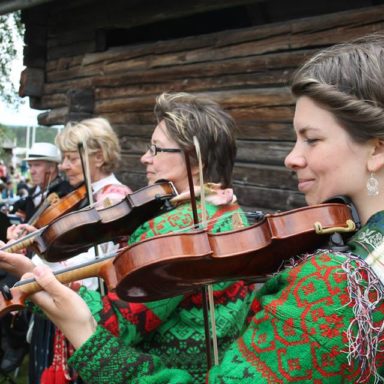 Kristina and her relatives at a traditional music gathering.