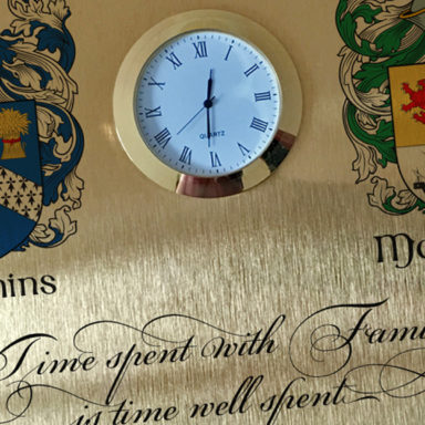 Surnamecrest clock plaque