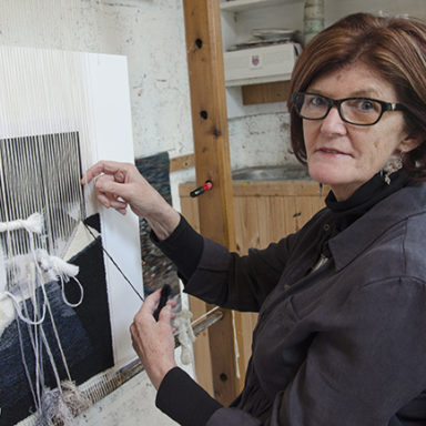 Frances Crowe weaving