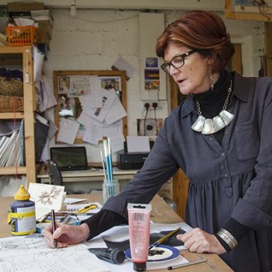 Frances crowe at work designing in studio Featured Image square